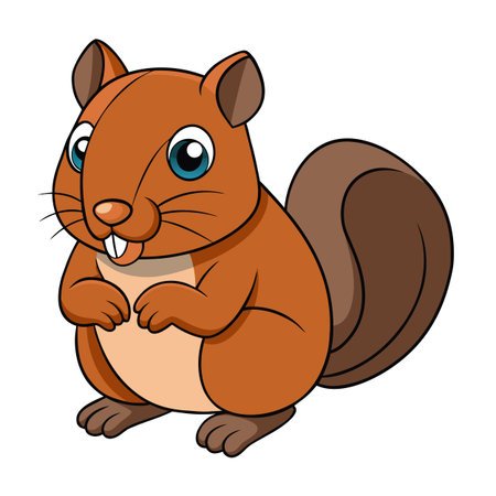 Cartoon squirrel illustration with a cute, cheerful expression on a white backgroundのイラスト素材
