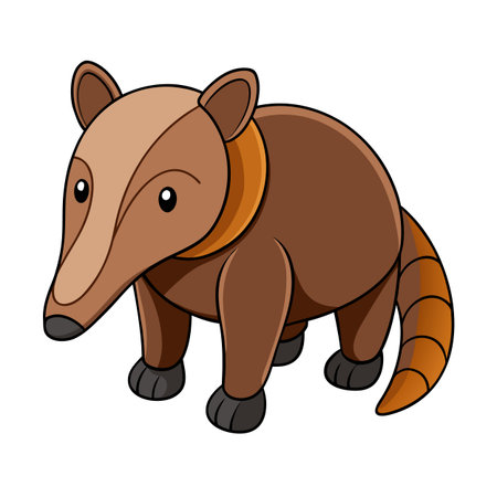 Cartoon Anteater Illustration with Distinctive Markings Isolated on White Backgroundのイラスト素材