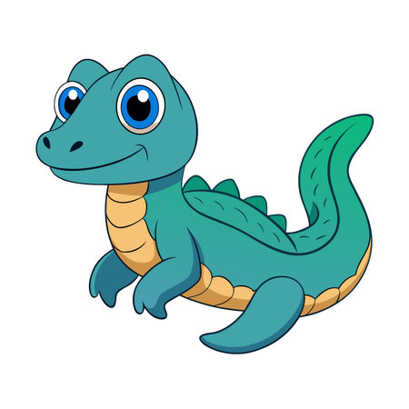 Cartoon Sea Monster Creature with Big Eyes and Gradient Tail Designのイラスト素材