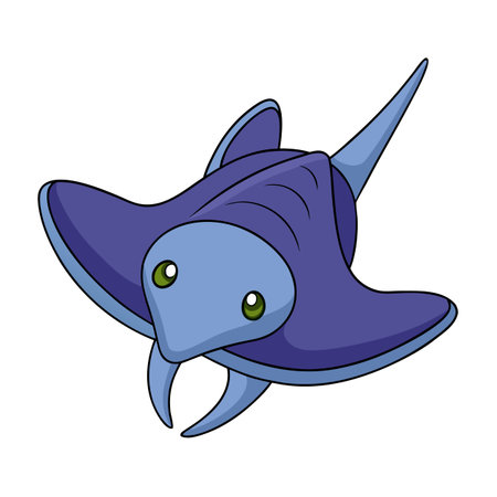 Cartoon Ray Illustration with Blue Tones and a White Backgroundのイラスト素材