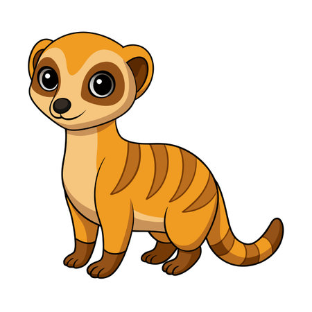 Cartoon meerkat standing with cute expression against white background illustrationのイラスト素材