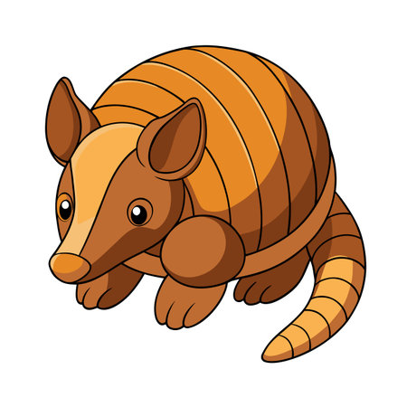 Cartoon armadillo illustration with detailed shell segments and soft features on a white backgroundのイラスト素材