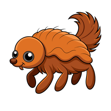 Cute Cartoon Squirrel Creature with Orange Fur and Bushy Tail on Whiteのイラスト素材
