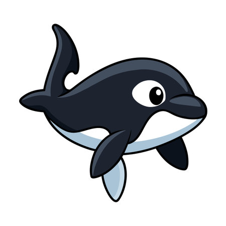 Cartoon orca illustration with bold outlines on a white background for childrenのイラスト素材