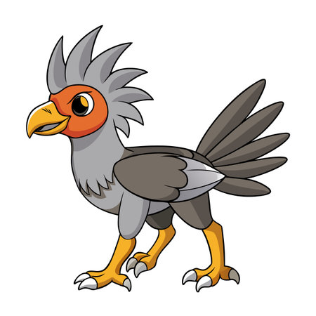 Cartoon depiction of bird-like creature with grey plumage and orange faceのイラスト素材