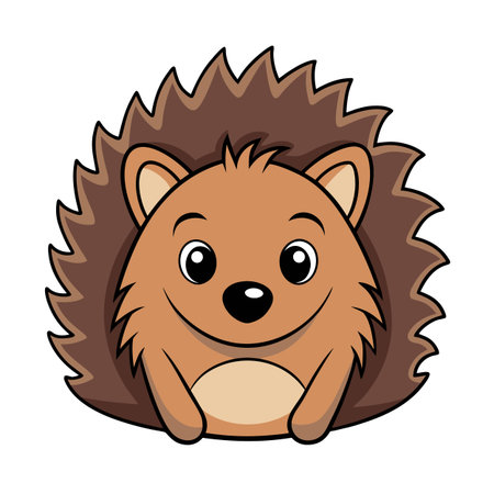 Adorable cartoon hedgehog with big smile and eyes, vector illustration designのイラスト素材