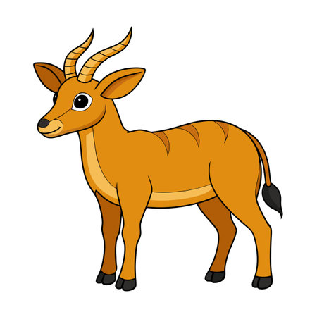 Cartoon style impala isolated on white background, looking cute and friendlyのイラスト素材