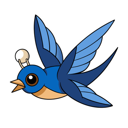 Stylized cartoon swallow illustration featuring a distinctive design and vibrant color paletteのイラスト素材