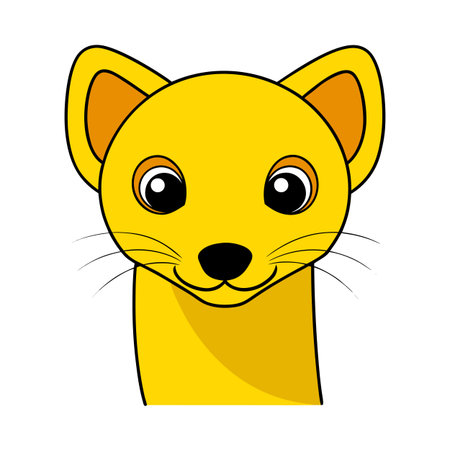 Stylized cartoon illustration of a yellow ferret or weasel character head and neckのイラスト素材
