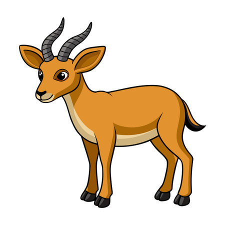 Cartoon Illustration of a Young Gazelle with Antlers in a Playful Styleのイラスト素材
