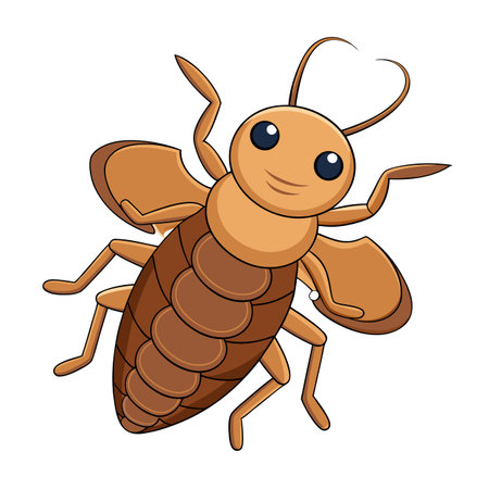 Cartoon brown cockroach illustration isolated on white background for kids bookのイラスト素材