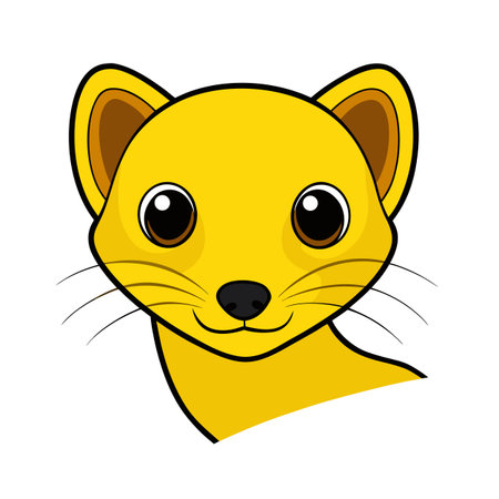 Cute Cartoon Mongoose Head Vector Illustration on Isolated White Backgroundのイラスト素材