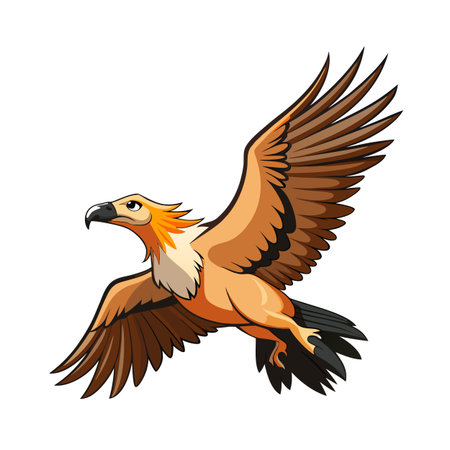 Cartoon Bearded Vulture Soaring: Majestic Illustration of a Flying Bird of Preyのイラスト素材
