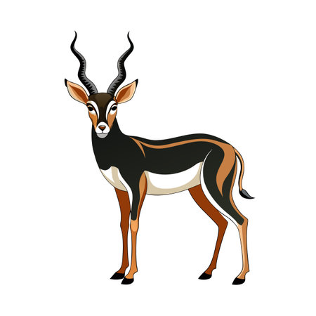 Isolated cartoon Sable Antelope on white background with bold black outlineのイラスト素材