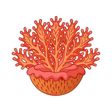Illustration of orange coral isolated on white, cartoon style, marine life conceptのイラスト素材