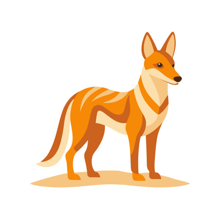 Stylized jackal illustration in warm tones on a neutral background plainのイラスト素材