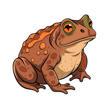Cartoon Toad Illustration with Bold Outline and Detailed Texture on White Backgroundのイラスト素材
