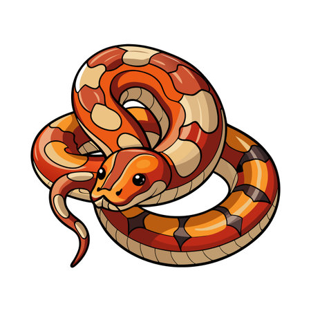 Cartoon illustration of a coiled corn snake on a white backgroundのイラスト素材