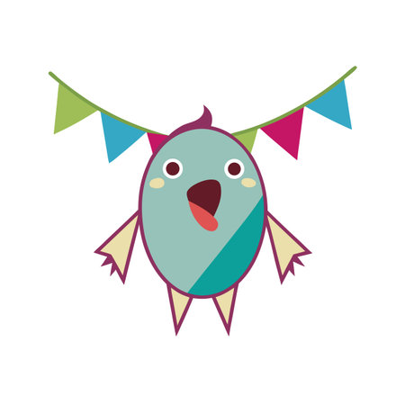 Cute cartoon monster character illustration for children's designs and festive decorationsのイラスト素材