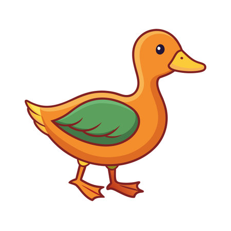 Cartoon Illustration of a Duck with Orange and Green Isolated on Whiteのイラスト素材