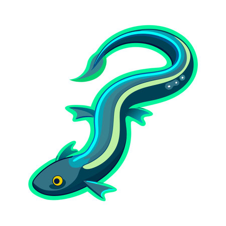 Illustration of a stylized eel with blue and green color variationsのイラスト素材