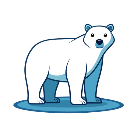Cartoon polar bear standing on melting ice floe illustration with graphic styleのイラスト素材