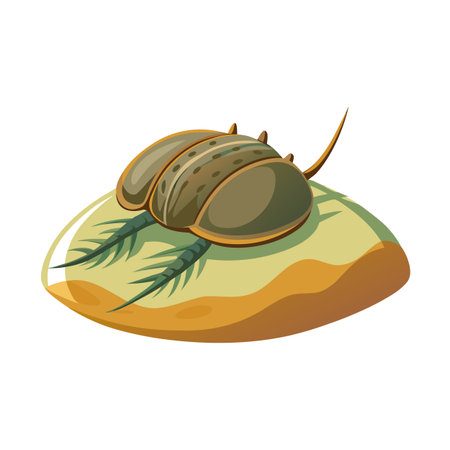 Stylized Illustration of a Tadpole Shrimp Resting on a Substrateのイラスト素材