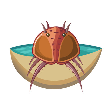 Cartoon illustration of a sea creature on a beach or seabed graphicのイラスト素材