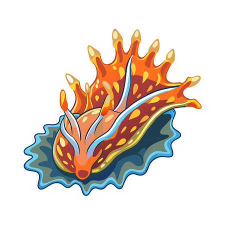 Vibrant sea slug illustration in orange and blue with cartoon style designのイラスト素材