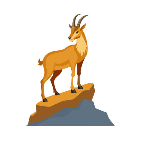 Majestic Ibex Standing Proudly Atop a Rocky Mountain Peak Illustrationのイラスト素材