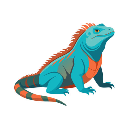Cartoon-style iguana with orange accents, rendered digitally on a white backdropのイラスト素材