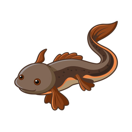 Cartoon Newt Vector Illustration in Flat Style, Isolated on White Backgroundのイラスト素材