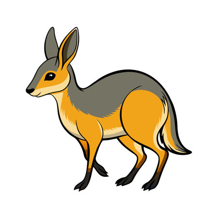 Cartoon illustration of a bilby with gray and orange fur on whiteのイラスト素材