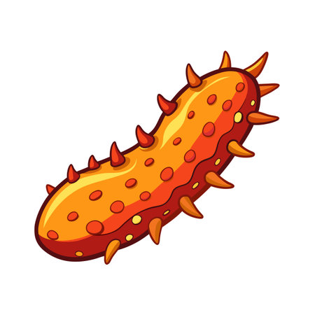 Cartoon illustration of a spiky orange sea cucumber against a white backgroundのイラスト素材