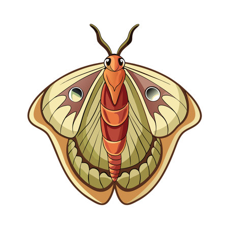 Colorful cartoon illustration of a Comets moth on an isolated white backgroundのイラスト素材
