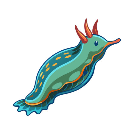 Sea Slug Illustration of a Colorful Nudibranch with Unique Markings and Gillsのイラスト素材