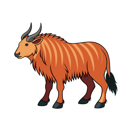 Cartoon illustration of a striking orange antelope with striped pattern on white backgroundのイラスト素材