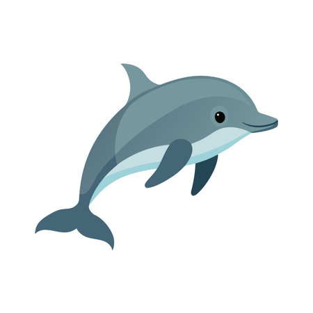 Cartoon dolphin jumping isolated on white background illustration vector graphic designのイラスト素材