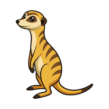 Cartoon Meerkat Standing Tall: A Cute and Playful Animal Illustrationのイラスト素材