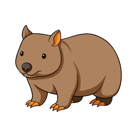 Cartoon Wombat Illustration: Cute Australian Marsupial with a Simplified, Playful Designのイラスト素材