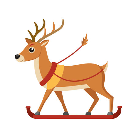 Stylized Christmas reindeer with sleigh, perfect for holiday themed graphics and illustrationsのイラスト素材