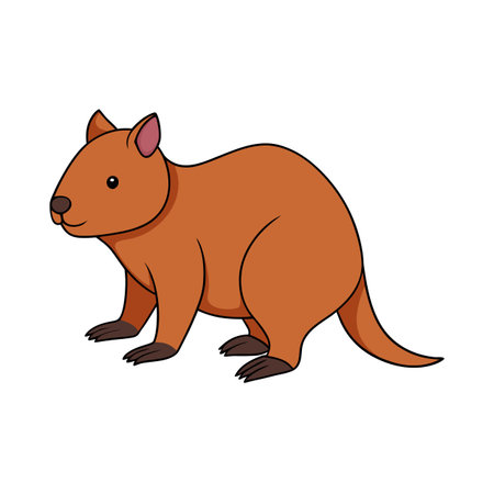 Cartoon quokka illustration in a friendly pose against a white backgroundのイラスト素材