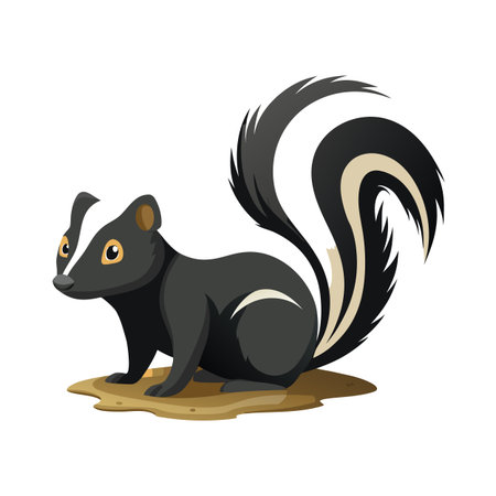 Stylized Cartoon Skunk Illustration Standing on Small Patch of Groundのイラスト素材