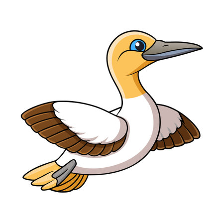 Cartoon gannet soaring through the sky, isolated on a white backgroundのイラスト素材