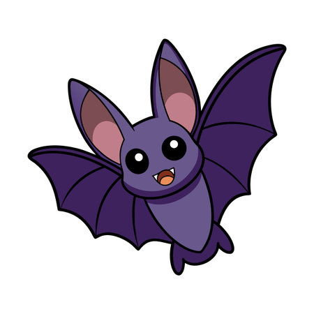 Cute Cartoon Bat Vector Illustration for Halloween and Children's Designのイラスト素材