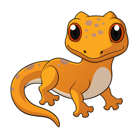 Cute cartoon gecko illustration with bright colors and a playful expressionのイラスト素材