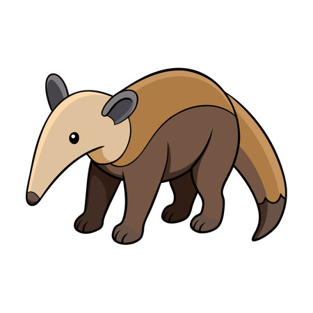 Cute anteater illustration with a cartoon style and soft color paletteのイラスト素材