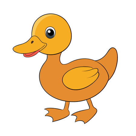 Cartoon duck illustration showcasing a charming animal with bright colors and playful designのイラスト素材