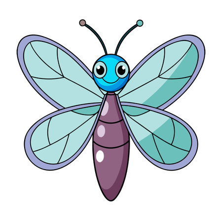 Cartoon Butterfly Illustration with Playful Design and Vibrant Pastel Colorsのイラスト素材
