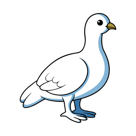 Cartoon white dove illustration on white background in simple style for graphic designのイラスト素材